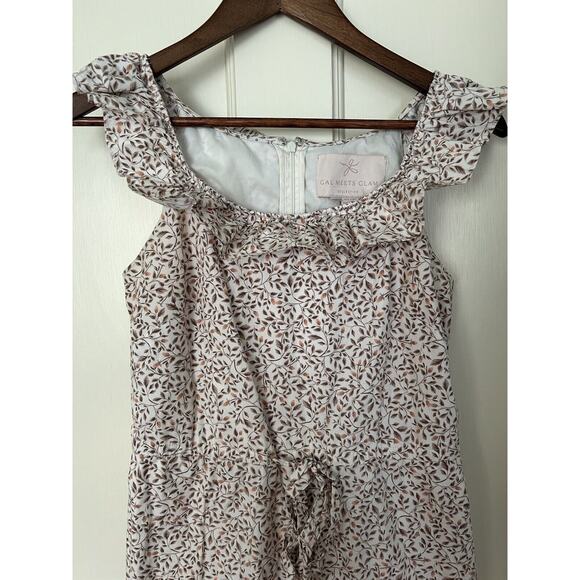 Gal Meets Glam Ditsy Floral Cropped Jumpsuit Womens Size 4 Tan Boho Spring - Picture 5 of 14